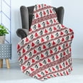 thumbnail image 4 of Christmas Soft Flannel Fleece Throw Blanket, Xmas Pixel Pattern Nordic Inspired Borders with Snowman Pines Snowflakes, Cozy Plush for Indoor and Outdoor Use, 50" x 70", Red Black White, by Ambesonne, 4 of 5