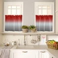 thumbnail image 4 of Red and Grey Kitchen Curtain Valance and Tiers Set Ombre Red Gray Rod Pocket Kitchen Tier & Valance Set 3 Piece Gradient Gradual Color Modern Window Curtain Valance Tier Set for Bedroom 54x24 inch, 4 of 6