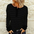 thumbnail image 2 of Posijego Womens Striped Long Sleeve Shirts V Neck Button Blouses Spring Casual Loose Women's Plus Tops, 2 of 7