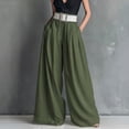 thumbnail image 2 of SAWOBUUN Women High Waist Wide Leg Pants with Belt Pleated Flowy Palazzo Elegant Casual Pants with Pockets, 2 of 5