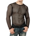 thumbnail image 3 of haxmnou men's long sleeve see through mesh fishnet t shirt casual muscle gym tee blouse black xl, 3 of 7