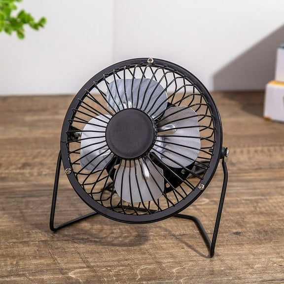 4 Inch USB Desk Fan, [ Small Quiet Powerful Metal Fan ] USB Powered Portable Fan, Strong Airflow& 360°Rotation Personal Table Cooling Fan for Home Office- Black