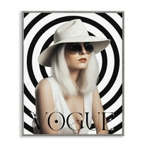 Stupell Industries Mod Girl Portrait Fashion Painting Gray Framed Art Print Wall Art, 16 x 20