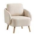 thumbnail image 2 of Ebello Accent Chair, Linen Fabric Modern Armchair with Curved Wraparound Armrests, Removable Back Cushion & Solid Wood Tapered Legs for Living Room,Beige, 2 of 8