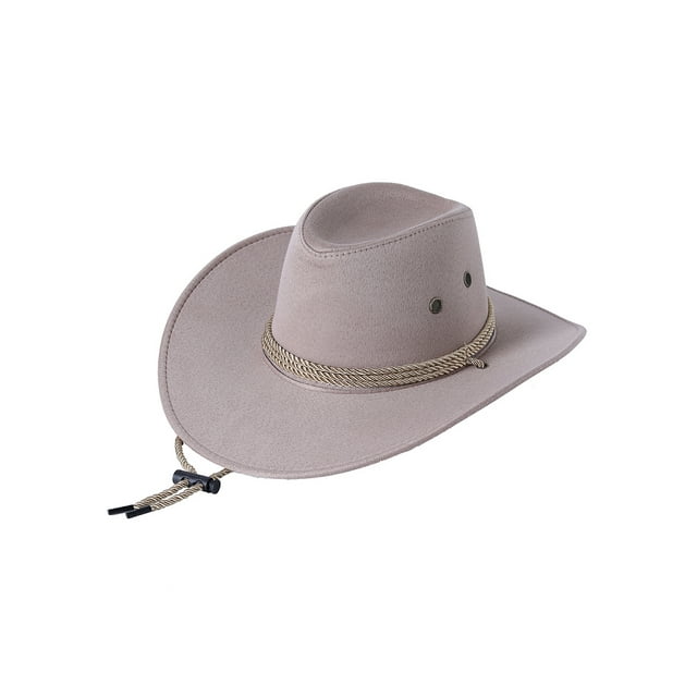 Diconna Chapeau de Cowboy pour Hommes avec Corde de Menton Réglable Accessoires à Grand Bord