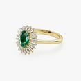thumbnail image 4 of Unique Emerald Ring, 14k Gold Plated 925 Sterling Silver Oval Emerald and Baguette Diamond Ring, Baguette Diamond Halo Emerald ring, Oval Shaped Birthstone Engagement ring, 4 of 4