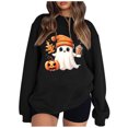 thumbnail image 1 of Pisexur Chandail en Molleton d'Halloween pour Femmes, Chandail en Molleton Décontracté en Polaire, Manches Longues, Col Rond, Mode Citrouille, Chandails en Molleton Graphiques, Chandails à Capuchon d'Halloween, Pull, 1 of 3