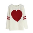 thumbnail image 5 of Pullover Sweaters for Women Cute Heart Print Valentines Day Crewneck Fall Winter Knitted Strie Sweaters Warm Long Sleeve Jumper Tops Alsol Lamesa, 5 of 6