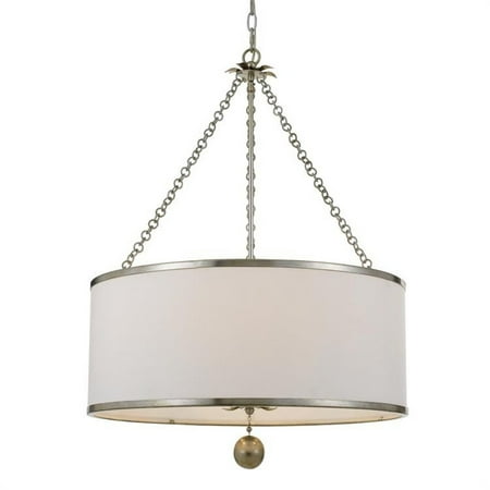 

Crystorama Lighting 518-SA Broche - Six Light Chandelier Antique Silver Finish with White Silk Shade