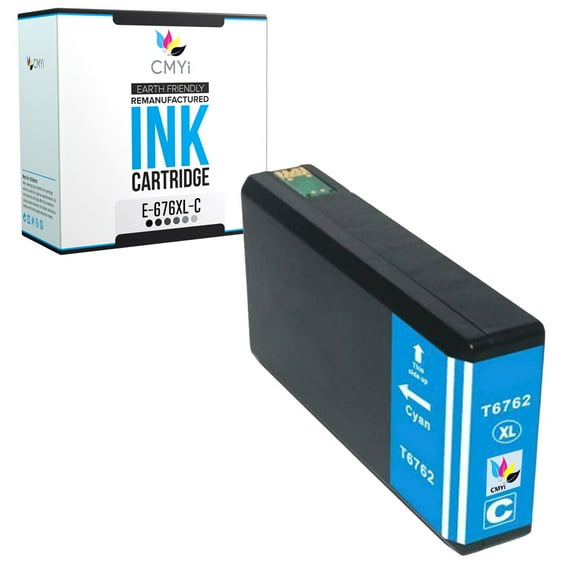 CMYi 676XL Cyan 1-Pack Ink Cartridge compatible for Epson 676XL - WorkForce WF-4010, WF-4020, WF-4023, WF-4090, WF-4520, WF-4530, WF-4533, WF-4540, WF-4590 (1 Cyan)