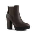 thumbnail image 1 of Allegra K Women's Round Toe Zip Block Heel Platform Ankle Boots Coffee 9.5, 1 of 5