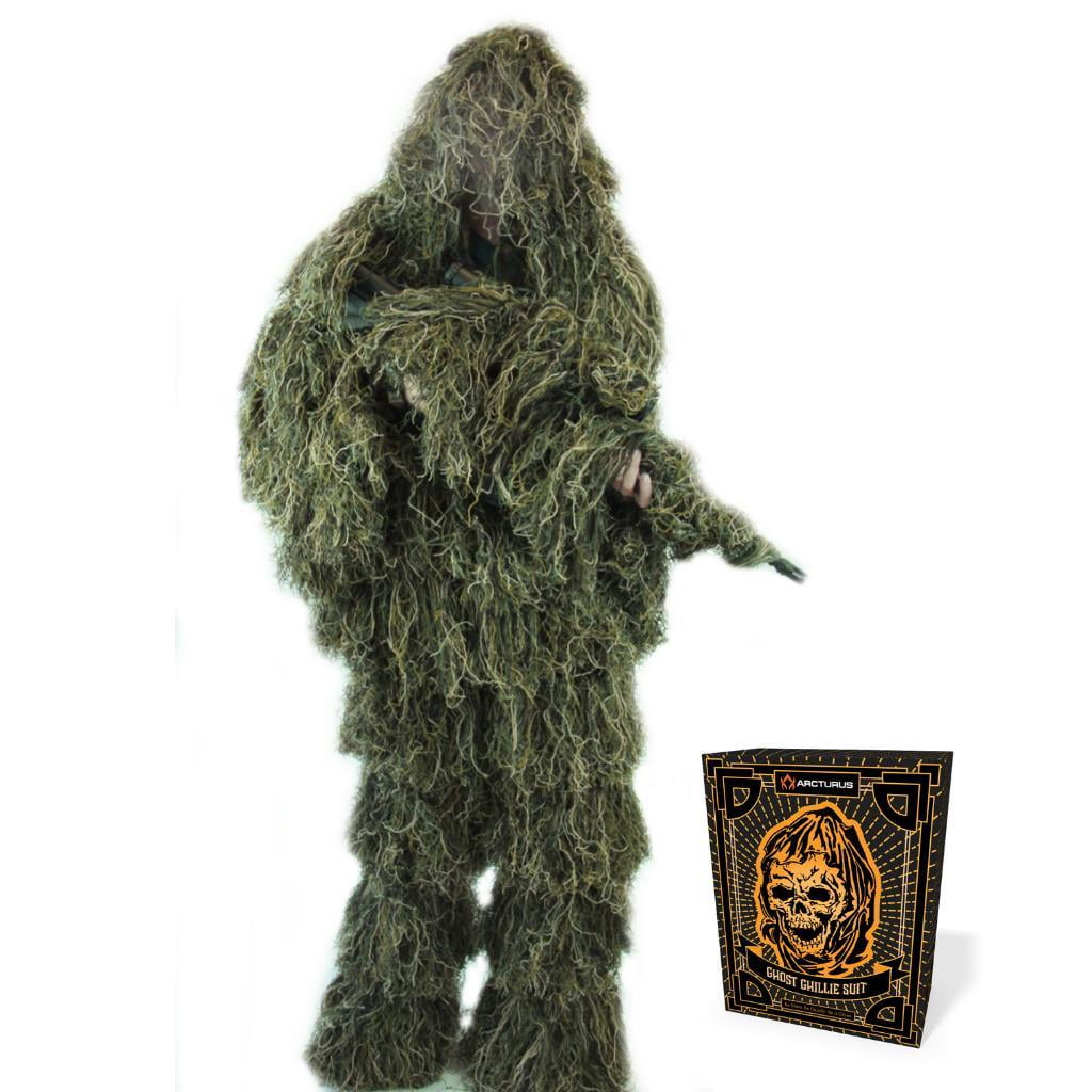 Wood Hunting Camouflage 3D Ghillie Suit Set Leave Camo Poncho Sniper Forest Cape 