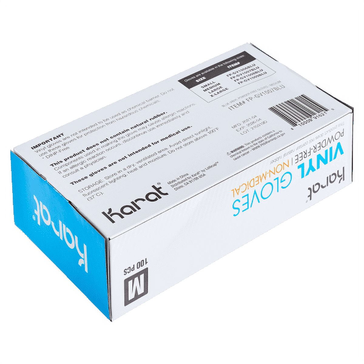 [1,000 ct] Karat Vinyl Gloves, Powder-Free, Blue, Medium