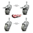 thumbnail image 2 of 3.5 Inch Gray Polyurethane Swivel 10mm Stem Caster Set 2 Total Lock Brake, 2 of 2