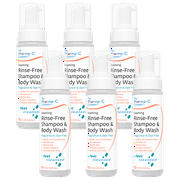 Pharma-C Fragrance & Dye Free Foaming Rinse Free Shampoo & Body Wash [6 pack] Hospital Tested. No-Rinse Formula