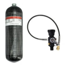 TUXING 6.8L/414ci Carbon Fiber Paintball HPA Air Tank,4500psi PCP Air System Dual Gauge Valve 24-inches High Pressure Hose with Double Quick Diconnect