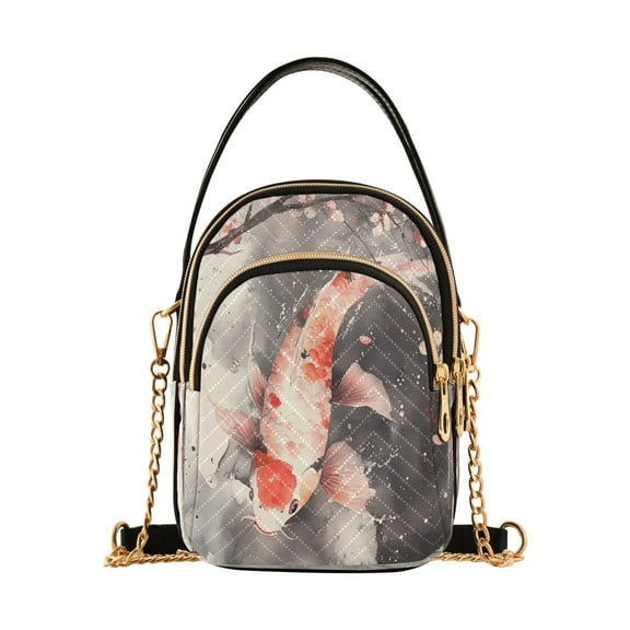 YAZAOO Cross Body Fashion Shoulder Waist Purse Bags Goldfish with Cherry Pocket Handbags