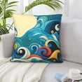 thumbnail image 5 of LNWH Decorative Pillow Covers, Abstract Ocean Waves Square Sofa Decorative Knit Pillow Case, 26"x26", 5 of 8