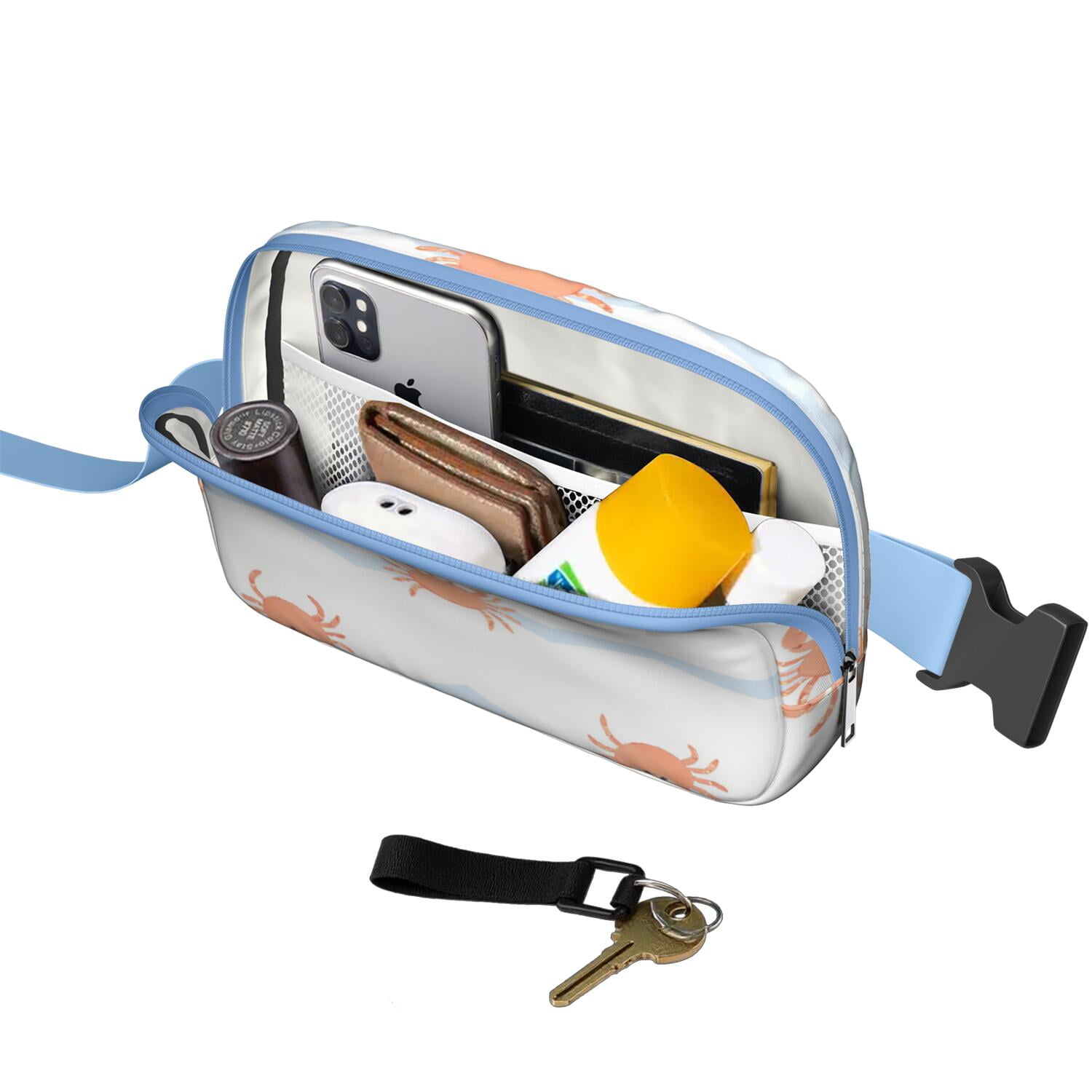 Waist Bag Adjustable Belt Bag for Women Fashion Waist Packs Running Workout Hiking Travel Fanny Pack Marine Adorable Crab