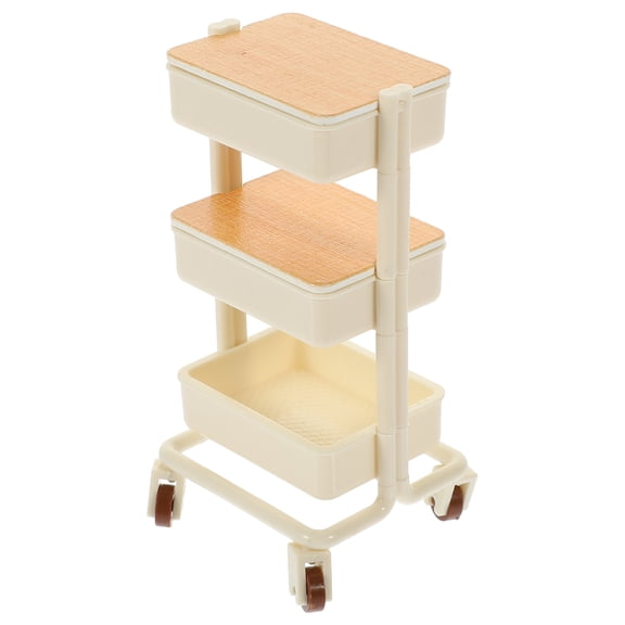OUNONA Miniature Dollhouse Cart Model with 3 Layers, Mini Furniture Prop for Dollhouse Decoration and Collectibles