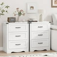 thumbnail image 7 of Nightstand with 3 Drawers, 24" Wide Farmhouse Bedside End Table, Rustic Wood Side Table Night Stand with Mental Handle, Tall Modern Small Dresser Chest of Drawers for Bedroom, Living Room, White, 7 of 7