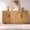 Walnut, variant on 59" Arched Sideboard Buffet Cabinet, Modern Wood Credenza with Adjustable Shelves, 4 Doors TV Console for Living Room Dining Room Kitchen, Black Grey