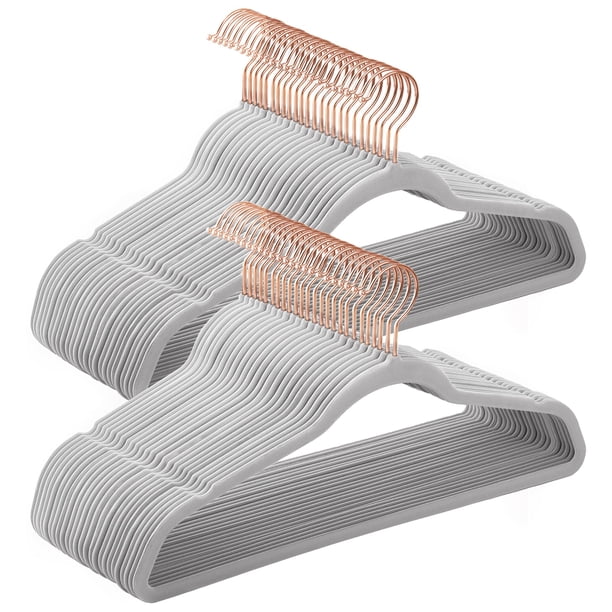Perchas de Ropa SONGMICS de Terciopelo Antideslizantes Paquete de 50 Oro Rosa