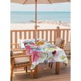 thumbnail image 2 of 60x120 Inch Outdoor Tablecloth with Umbrella Hole Zipper Rectangle Blooming Pink Floral Rectangular Tablecloths Outside Waterproof Pastoral Chic Flowers Hummingbird Patio Table Cover for Picnic Party, 2 of 8