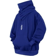Mrat Men Sweat Shirt Hoodie Men's Loose Casual Solid Color Pocket Tops Hoodie Men's Oversized Hoodies Sweatshirts S-48 Blue M