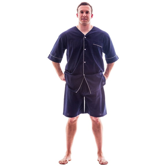 Up2date Fashion's Men's Woven Short-Sleeve Pajama Set with Shorts