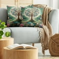 thumbnail image 5 of Ambesonne Springtime Throw Pillow Cover 2 Pack, Circular Tree Flourish, 24", Green Blue and Pink, 5 of 7