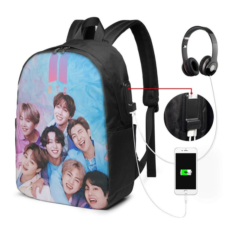 Kpop BTS Backpack For Men Women Teen Water Resistant Casual Daypack Fits Laptop With Usb Charging Port 17 In Bookbag For Travel School Hiking Gift Walmart