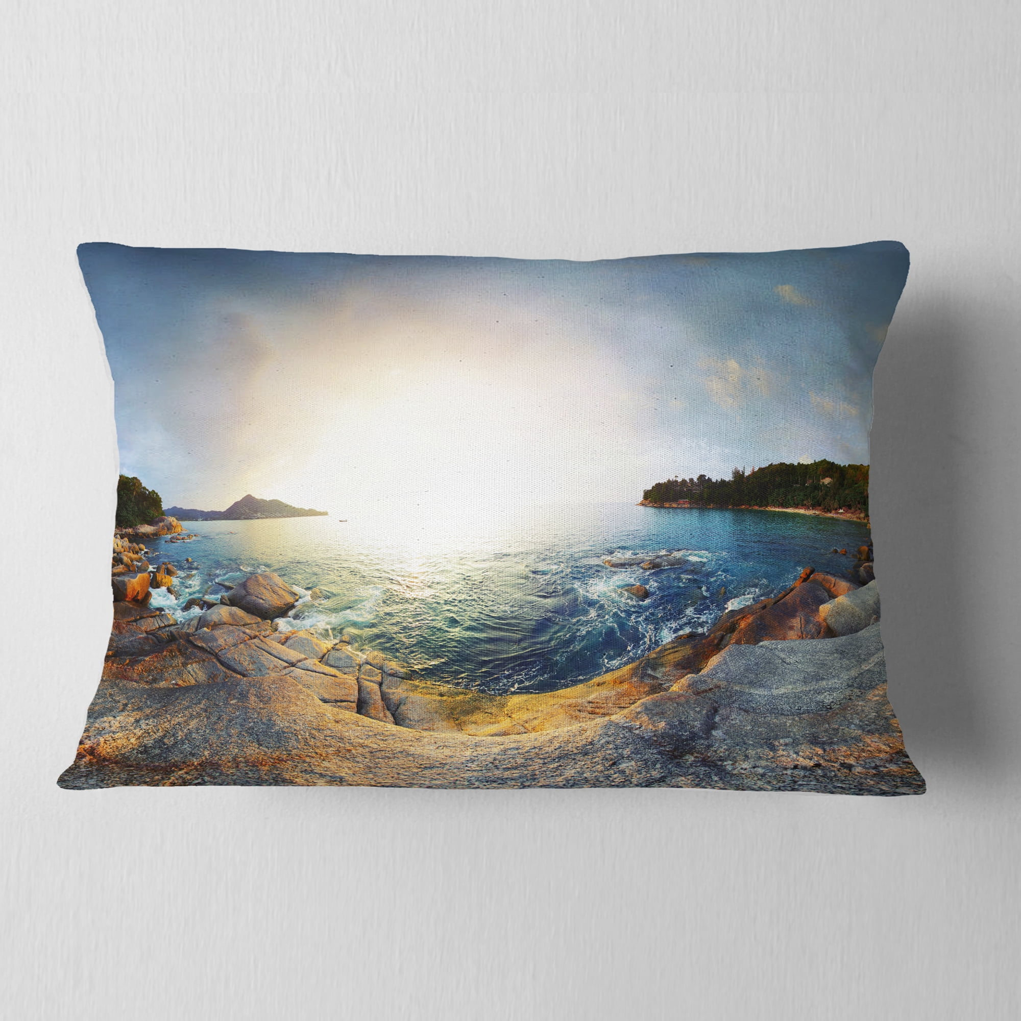 Designart 12" x 20" Brown Polyester Throw Pillow