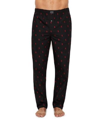 polo pajama pants black and red