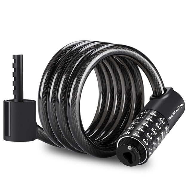Bike Locks,Lock -theft Coiled Cable Lock Ebike Coiled Cable Lock 5 Resettable Combination Lock Cable Combination Lock Cable 5 Lock -theft Coiled Lock Huiop Lock