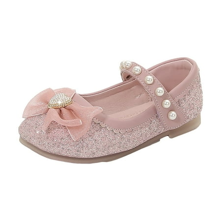NOLDARES Toddler/Little Kid Girl s Dress Shoes Mary Jane Ballet Flats Flower Girl Wedding Party Ballerina Flat Shoes(Pink 5-5.5 Years)