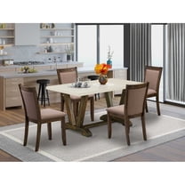 East West Furniture V726MZ748-5 - 5-Pc Modern Dining Set - 4 Parson Chairs and 1 Dining Room Table (Distressed Jacobean Finish)
