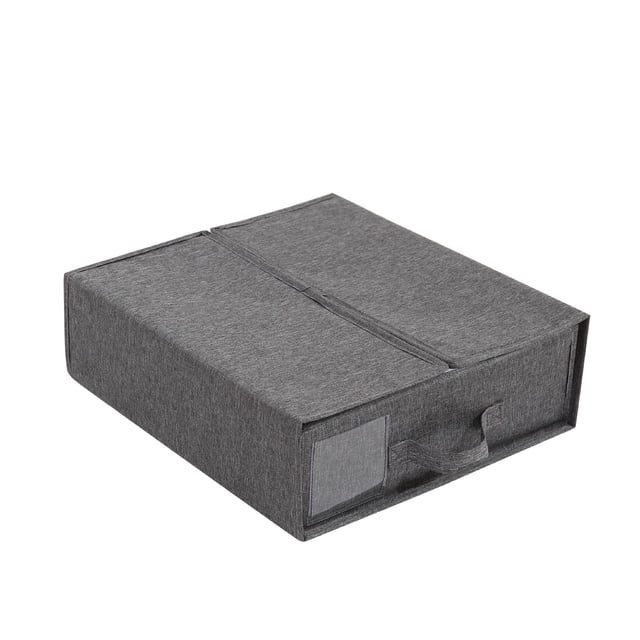 Xiao Hua Organizadores y almacenamiento de sábanas, caja plegable para guardar ropa de cama con ventana y etiqueta, organizador de armario para ropa de cama, mantas, fundas nórdicas y sábanas (gris)