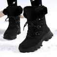 thumbnail image 2 of Gyexs Womens Winter Snow Boots Waterproof Shoes Walking Comfortable Hiking Tennis Booties Furry Mid Calf Warm Lightweight Sports Shoes, Black, Size 7.5, 2 of 8