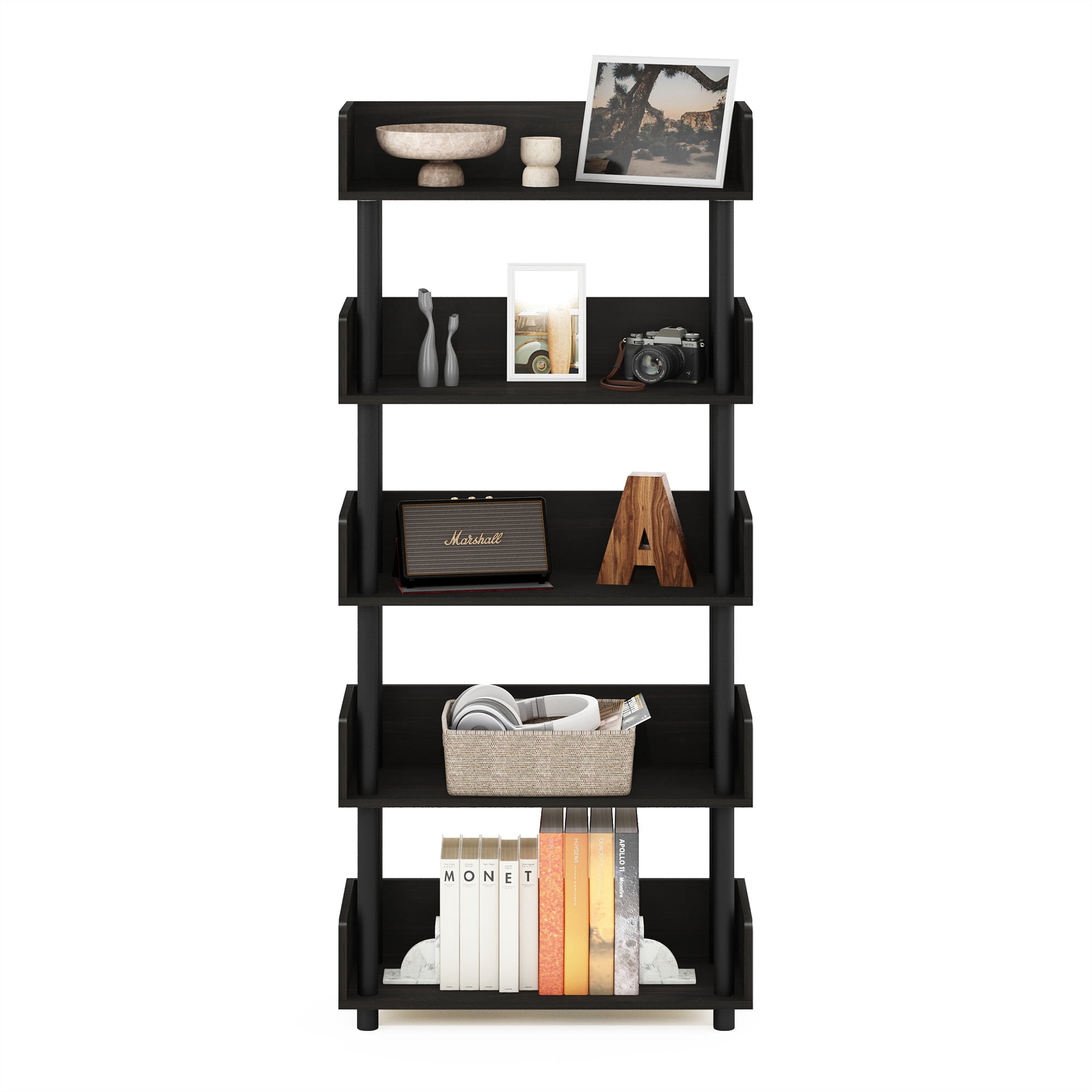 Furinno Turn-N-Tube 5-Tier Toolless Freestanding Multipurposes Display Rack, Espresso