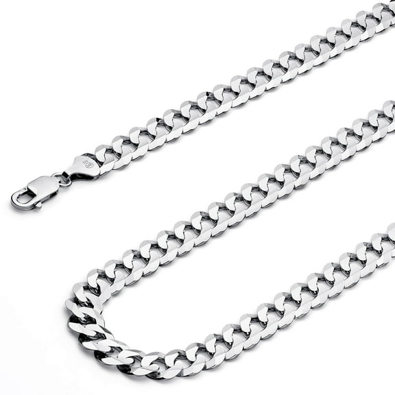 Wellingsale 14k White Gold Polished Solid 4mm Cuban Concaved Curb Chain Necklace - 20"