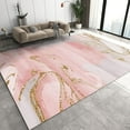 thumbnail image 2 of Nordic Minimalist Light Luxury Art Area Rug, Modern Marble Pink Golden Girls Room Rug, Cozy Non-Slip Foldable Thin Large Washable Mat For Living Room Bedroom Entryway Hallway Dorm 1x2ft, 2 of 6