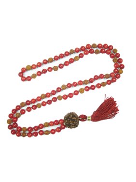 Mogul Spiritual Yoga Beads Necklace Ambition Red Coral Japa Malabeads Gift For Her