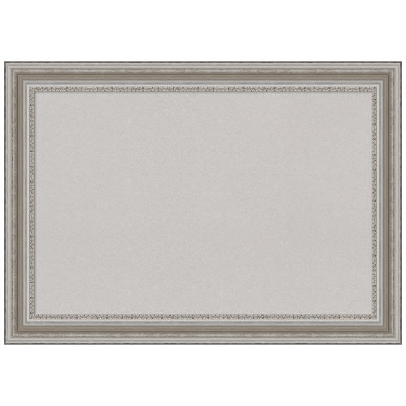 Amanti Art Grey Cork Board Framed Parlor Silver Bulletin Board 42 in. x 30 in.