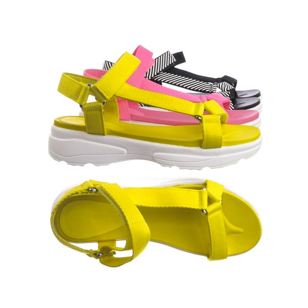 flat hook and loop strap sandals