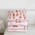 thumbnail image 5 of Erosebridal Brown Cartoon Capybaras Twin Comforter Sets For Kids,Pink Bow Cute Bowknot Bedding Set For Bowtie Girls ,Reversible Pink 2 Pieces, 5 of 7