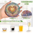 thumbnail image 3 of Haosy Set of 6 Drink Woven Coaster with Holder Heat Resistant Non-Slip Bar Coasters 4 Inches Radiant Heart with Star, 3 of 7