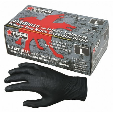 Mcr Safety Disposable Glove,Nitrile,Black,XXL,PK100  6016BXXL