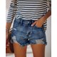 thumbnail image 2 of Pantalones cortos de mezclilla MODARANI azul marino desgastado XXL para mujer, 2 of 6
