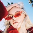 thumbnail image 4 of Esquirla Oversized Sunglasses Unisex Cat Eyes Triangle Lenses Rimless Metal Frame UV400 Gray, 4 of 4